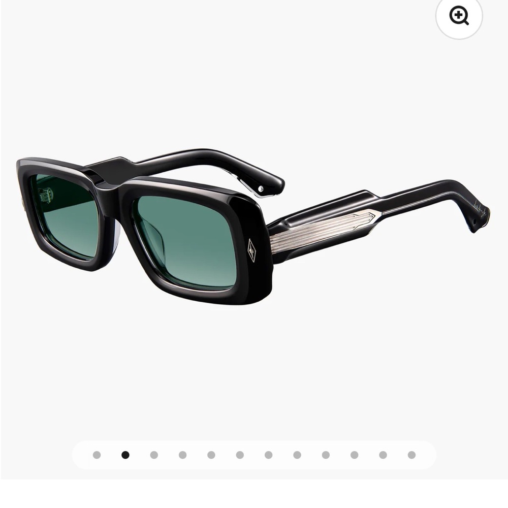 Donahugh Jensen Black Rectangular Sunglasses with… - image 2